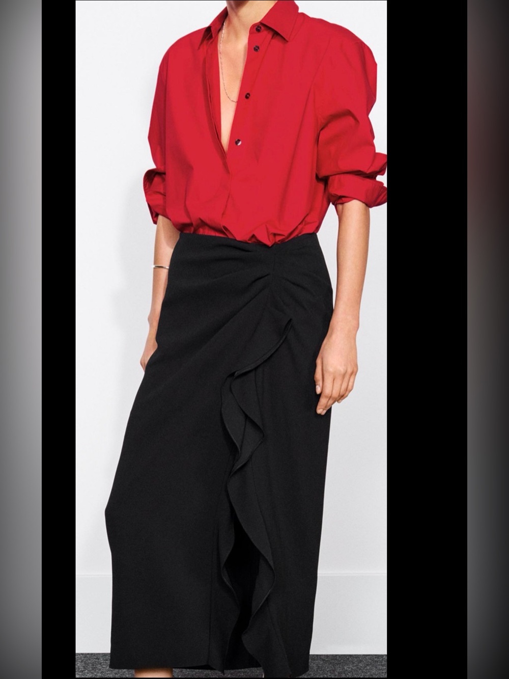 ZARA - ZW Collection Ruffle Midi Skirt